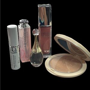 Dior 5 Piece Makeup Set Highlighter, Blush, Lash Primer, and Mini Jadore
